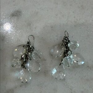 Crystal Drop Cluster Earrings - Clear